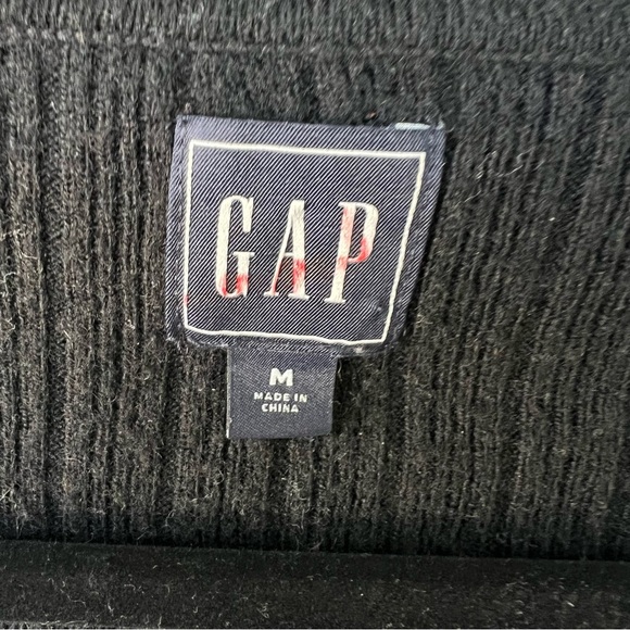 Y2K GAP MERINO WOOL HENLEY RIBBED SWEATER BLACK SIZE MEDIUM - Picture 4 of 7